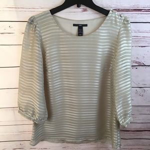 H&M Satin Stripe Top Size 10 Ivory New